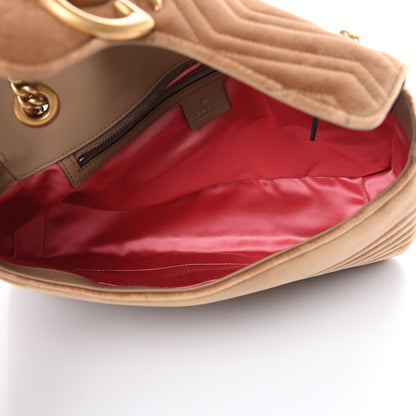 Gucci Velvet Matelasse Medium GG Marmont Shoulder Bag Taupe 4 of 11