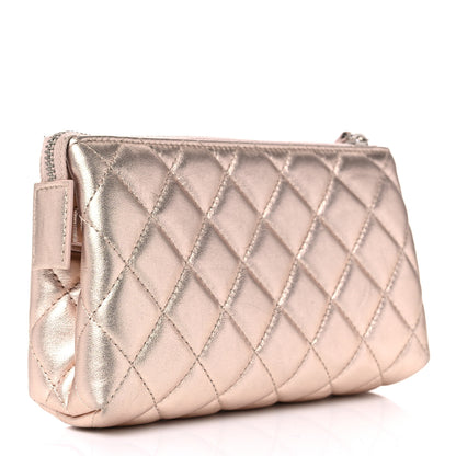 Chanel Metallic Lambskin Quilted Cosmetic Pouch Light Gold 2 of 11