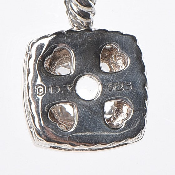 Sterling Silver Diamond White Topaz 7mm Petite Albion Pendant Necklace