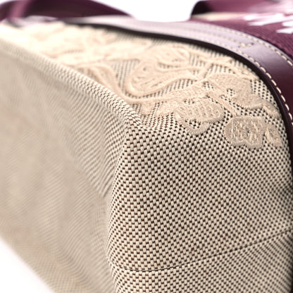 Chloe Cotton Calfskin Embroidered Medium Woody Ribbon Tote Burgundy 8 of 13