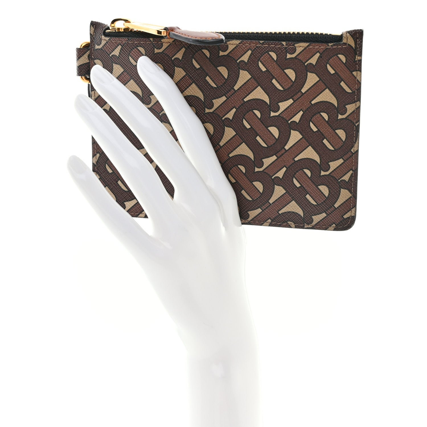 Burberry E-Canvas Monogram Alec Zip Pouch Bridle Brown 2 of 7