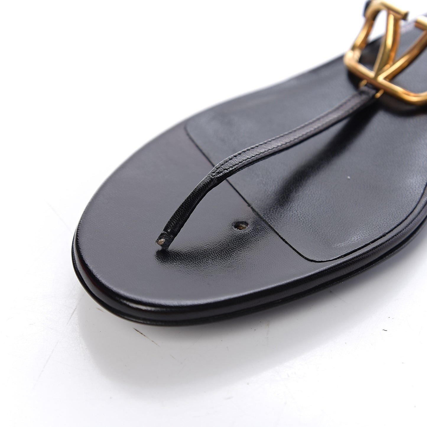 Calfskin VLogo Slingback Low Heel Thong Sandals 39 Black