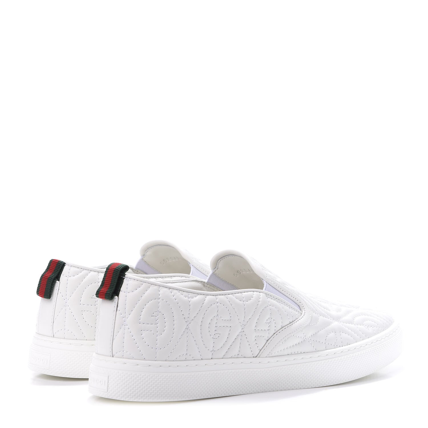 Gucci Nappa Web G Rhombus Quilted Mens Slip On Sneakers 7 Great White 4 of 10