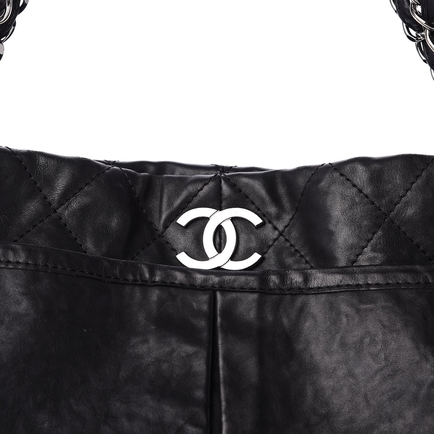 Chanel Lambskin Stitched Shopper Tote Black 10 of 10