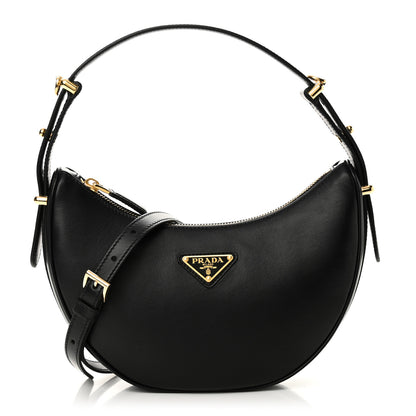 Prada Soft Calfskin Arque Shoulder Bag Black 1 of 8