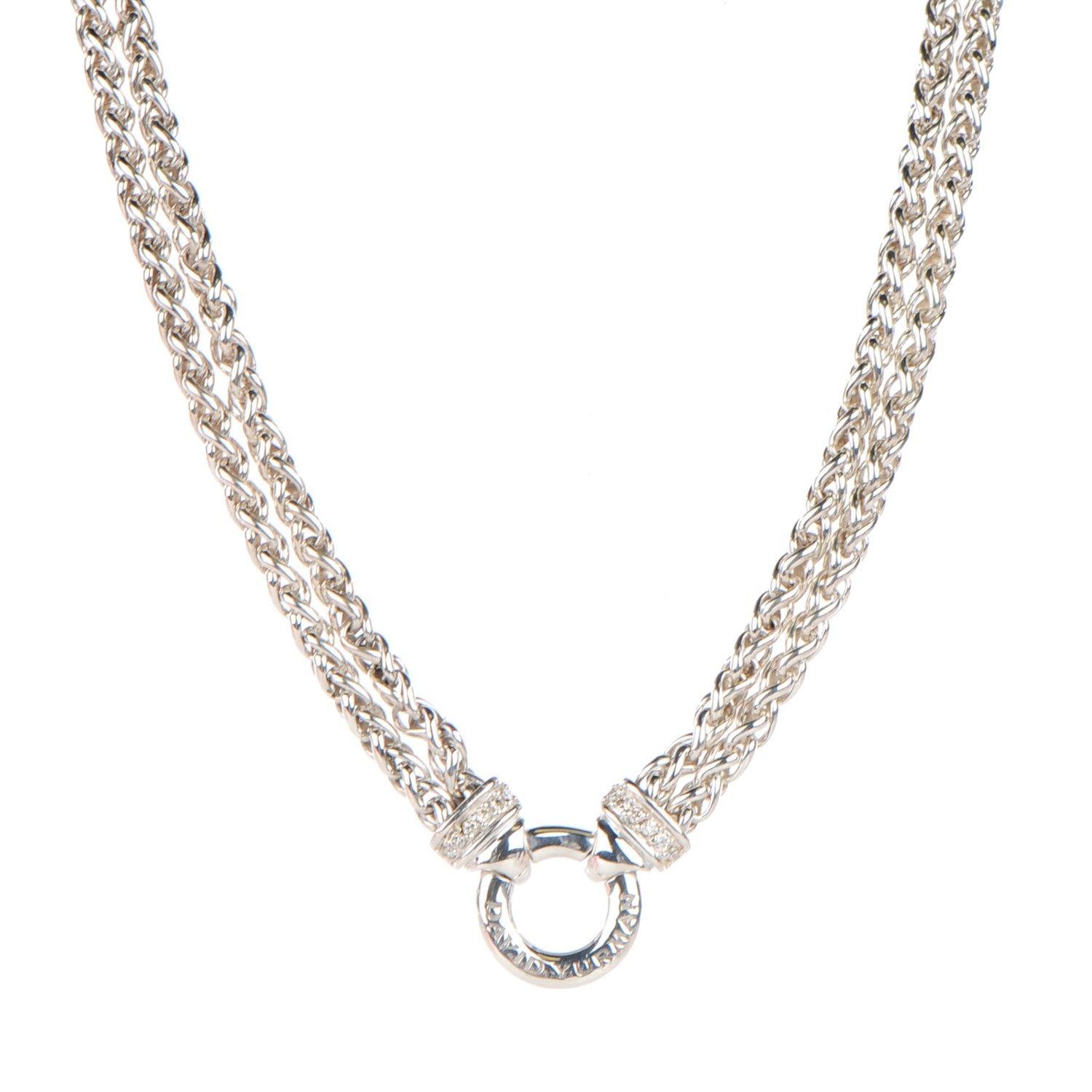 David Yurman Sterling Silver Diamond 18mm Double Wheat Chain Necklace 1 of 5