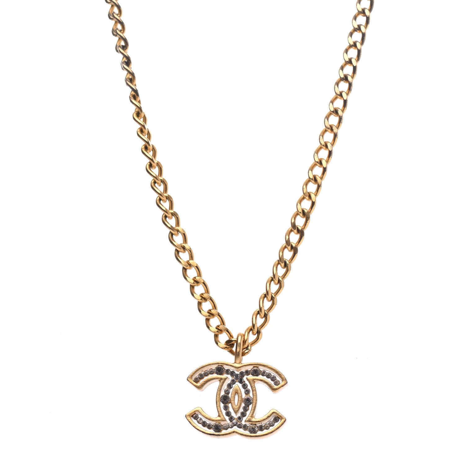 Chanel Crystal CC Necklace Gold 1 of 3