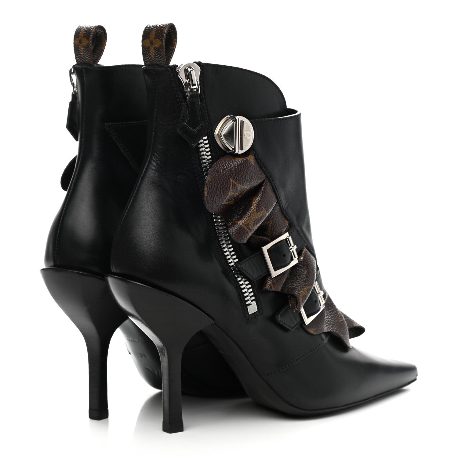 Louis Vuitton Calfskin Monogram Janet Ankle Boots 38 Black 4 of 8