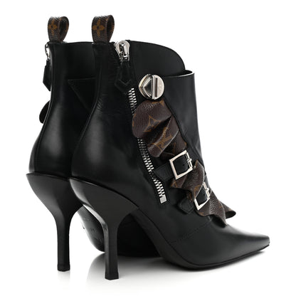 Louis Vuitton Calfskin Monogram Janet Ankle Boots 38 Black 4 of 8