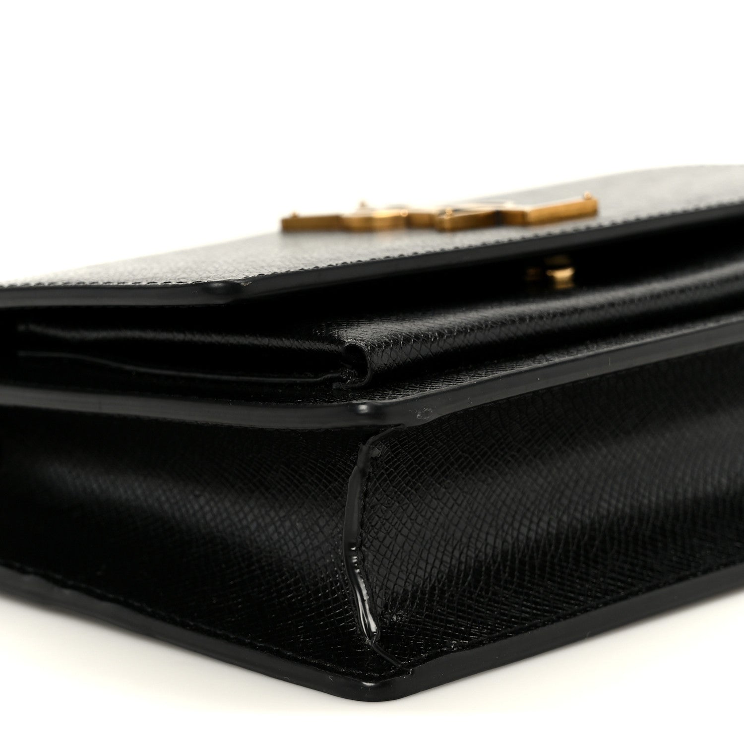 Saint Laurent Coated Bark Calfskin Sunset Chain Wallet Black 8 of 9