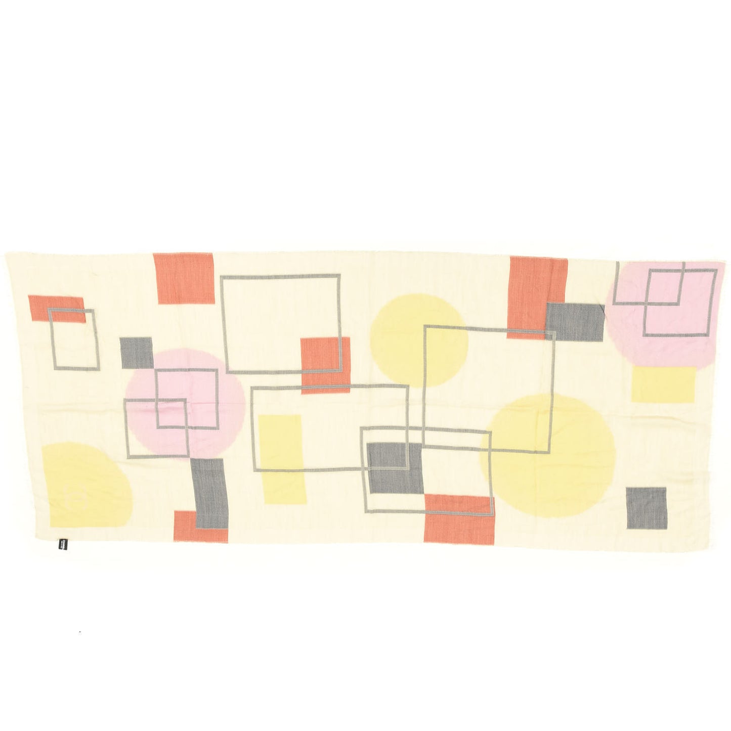 Cashmere Silk Geometric Scarf Beige Multicolor