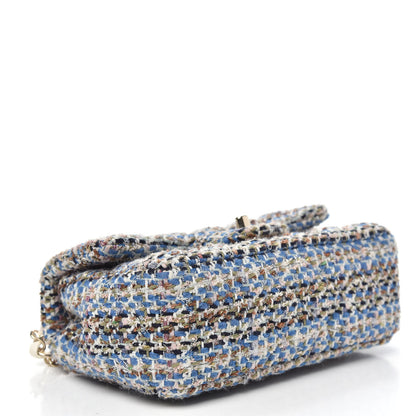 Chanel Tweed Quilted Mini Rectangular Flap Blue Multicolor 4 of 9
