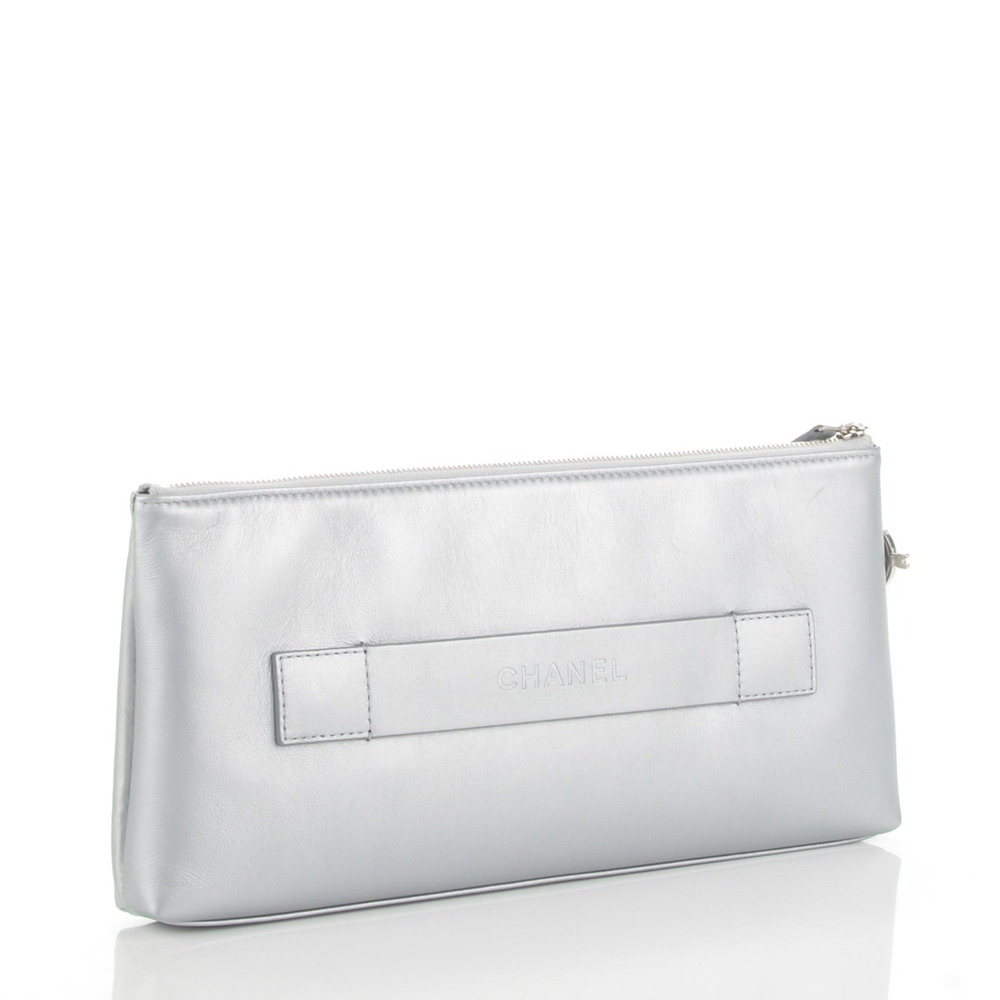 Metallic Calfskin Keyboard Pouch Silver