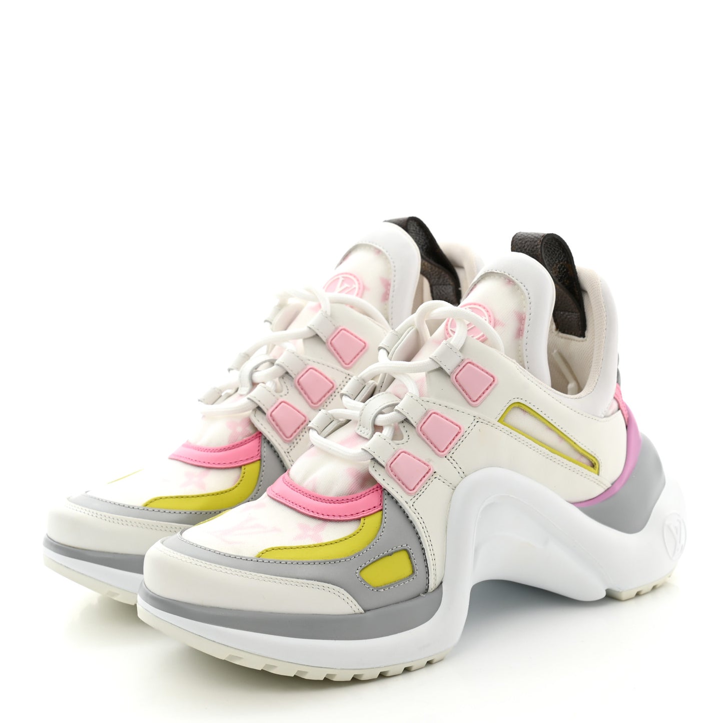 Calfskin Nylon LV Pop Archlight Sneaker 36 Pink Yellow