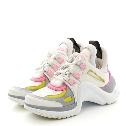 Louis Vuitton Calfskin Nylon LV Pop Archlight Sneaker 36 Pink Yellow 3 of 8