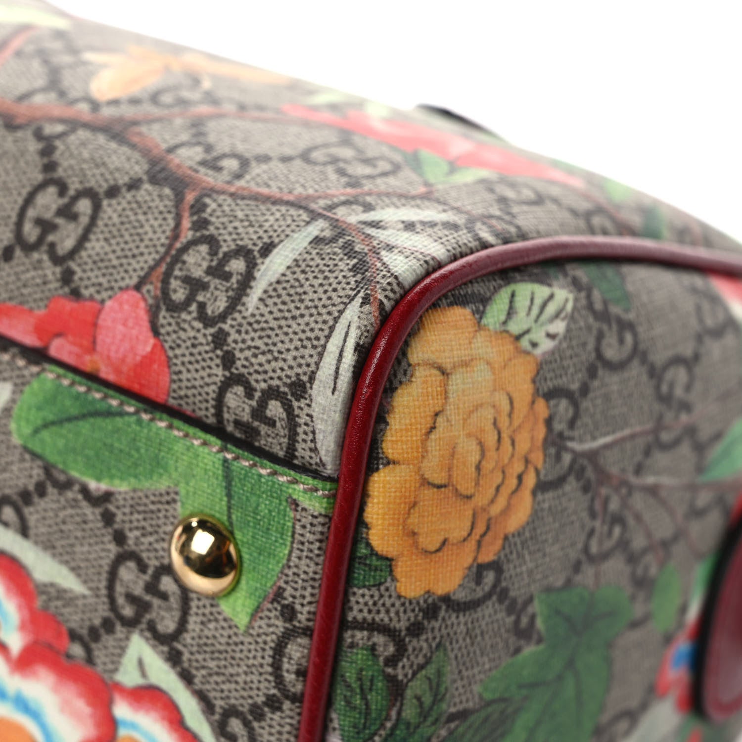 Gucci GG Supreme Monogram Tian Small Boston Beige Multicolor Red 11 of 11