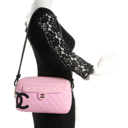 Chanel Calfskin Quilted Cambon Camera Bag Pink Black 2 of 7