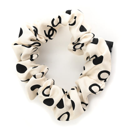 Chanel Silk CC Hair Tie Ivory Black 1 of 4
