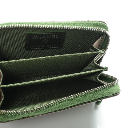 Chanel Metallic Lambskin Quilted Zip Around Coin Purse Wallet Green 5 of 7