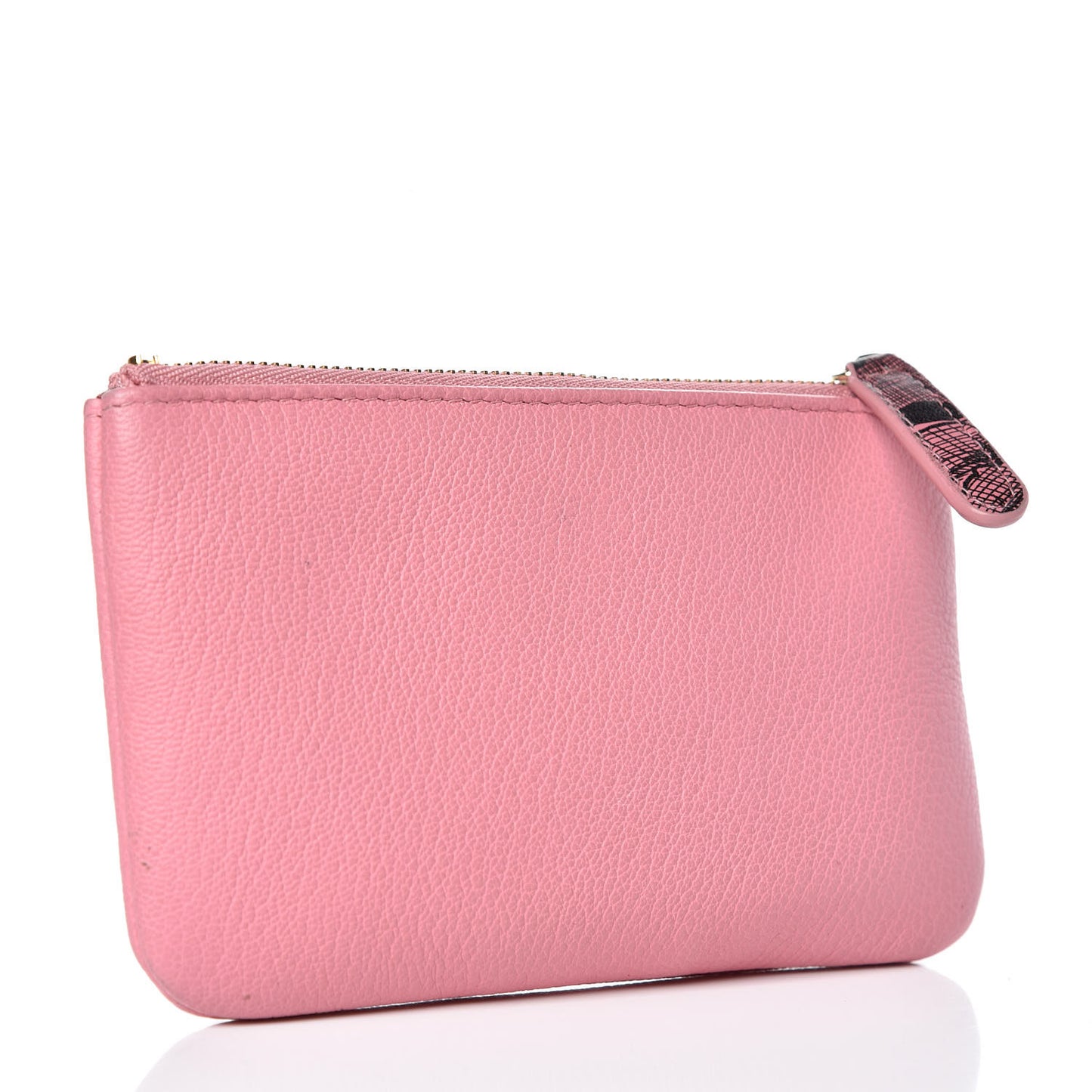 Goatskin Small CC Clover Cosmetic Case Pink