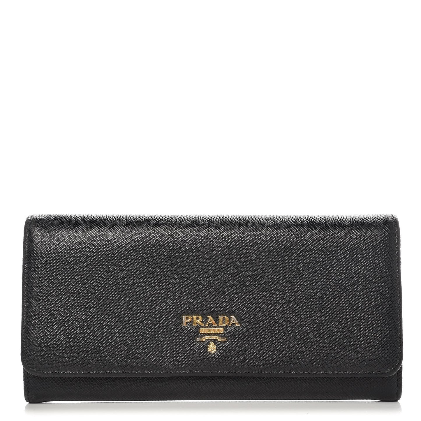 Saffiano Metal Continental Flap Wallet Nero Black