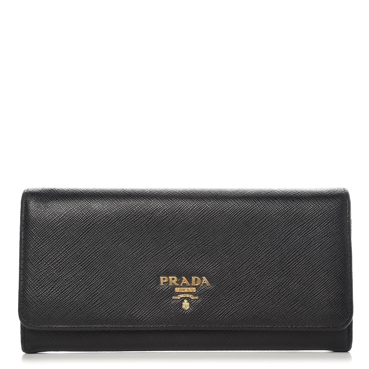 Prada Saffiano Metal Continental Flap Wallet Nero Black 1 of 7