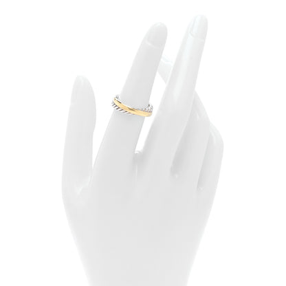 David Yurman Sterling Silver 18K Yellow Gold Crossover Two Row Ring 52 6 2 of 4