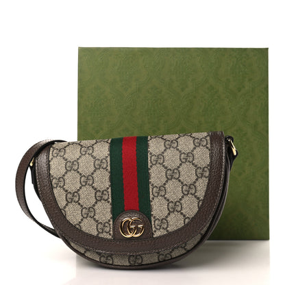 Gucci GG Supreme Monogram Textured Dollar Calfskin Web Mini Ophidia Flap Shoulder Bag Beige Ebony New Acero 10 of 10