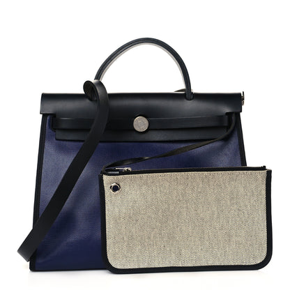 Hermes Toile H Berline Vache Hunter Herbag Zip PM 31 Bleu Encre Black 1 of 11