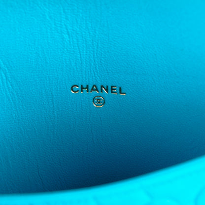 Chanel Lambskin Camellia Embossed iPad Case Turquoise 6 of 8