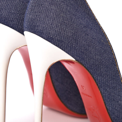 Christian Louboutin Denim Jazz Calf So Kate 120 Pumps 39 Blue White 8 of 11