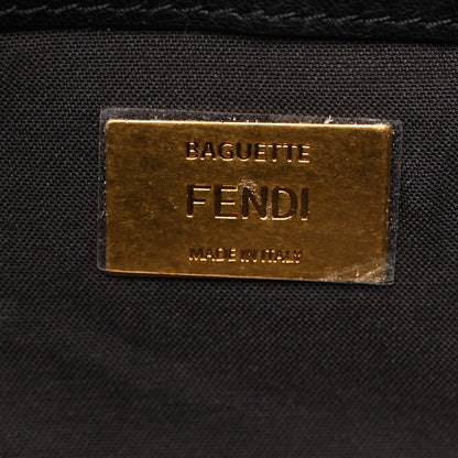 Fendi Shearling Vitello Dolce Macro FF 1974 Baguette Tobacco Black 6 of 10