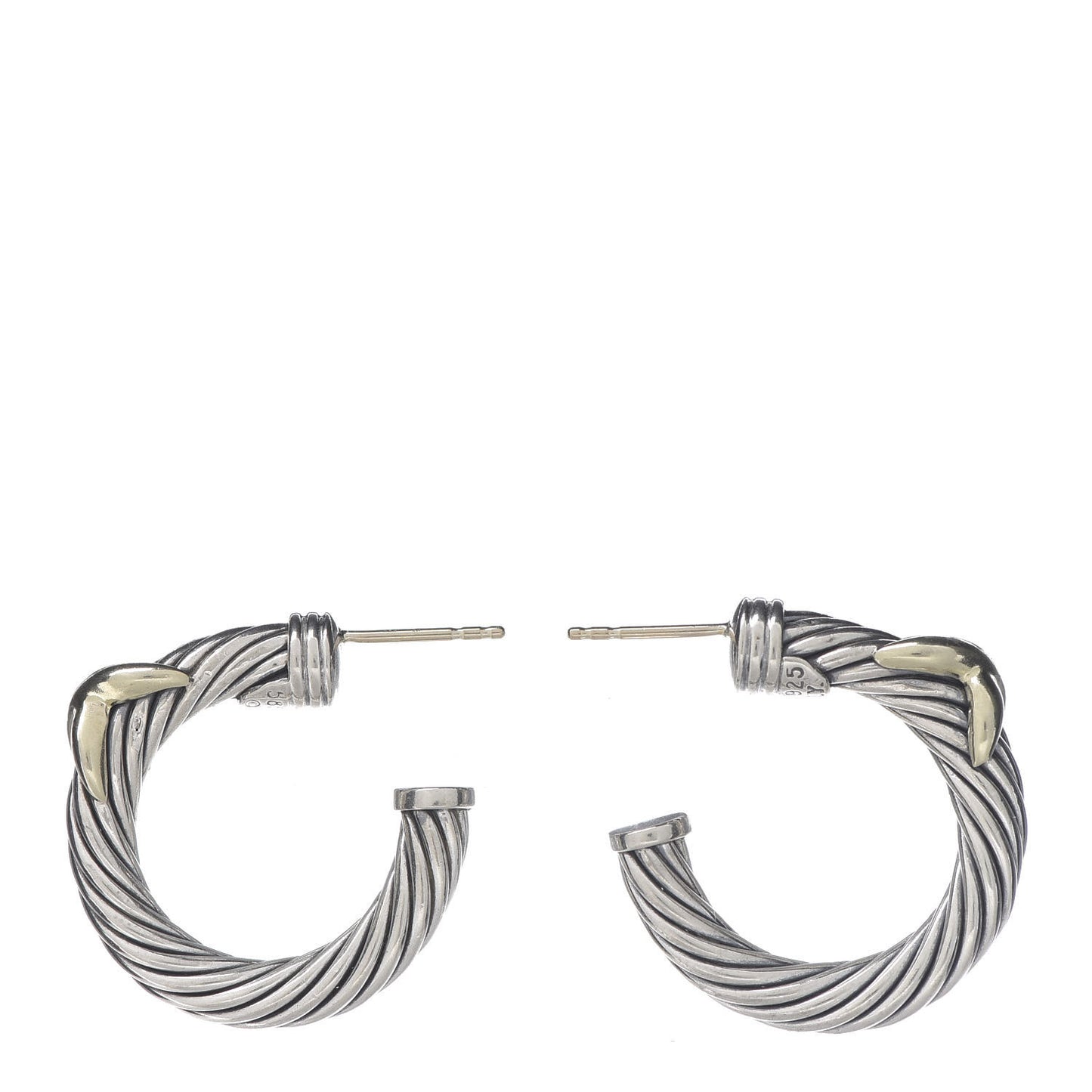 Sterling Silver 14K Yellow Gold Cable Classics X Hoop Earrings