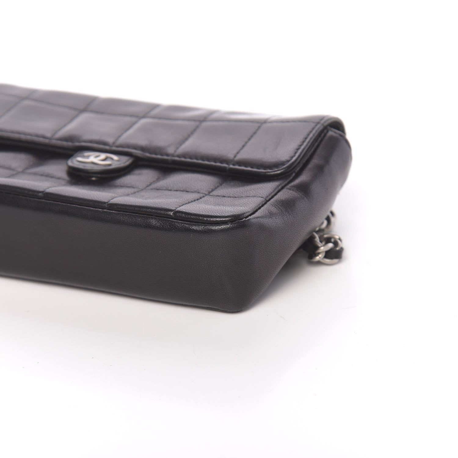 Chanel Lambskin Quilted Chocolate Bar Chain Belt Bag Clutch Black 11 of 13