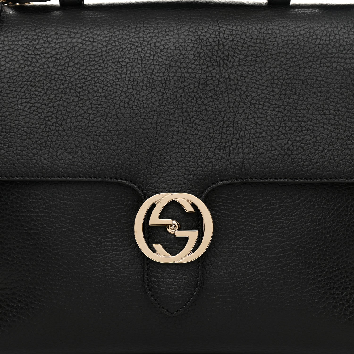 Gucci Dollar Calfskin Medium Interlocking G Top Handle Shoulder Bag Black 8 of 10