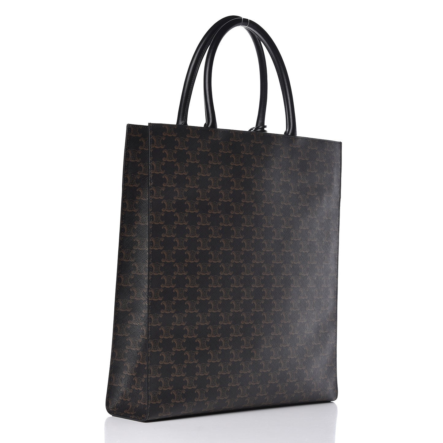 Triomphe Canvas Calfskin Large Vertical Cabas Black