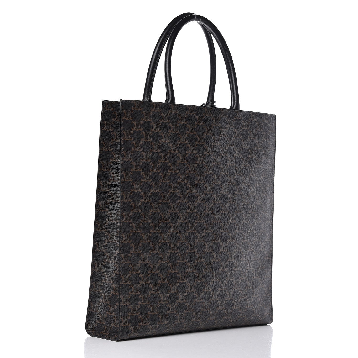 Celine Triomphe Canvas Calfskin Large Vertical Cabas Black 3 of 9