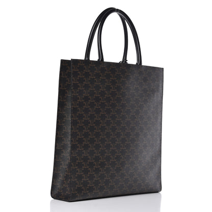 Celine Triomphe Canvas Calfskin Large Vertical Cabas Black 3 of 9