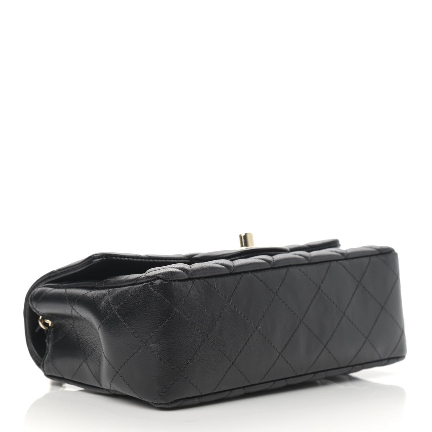 Lambskin Quilted Mini Rectangular Flap Black