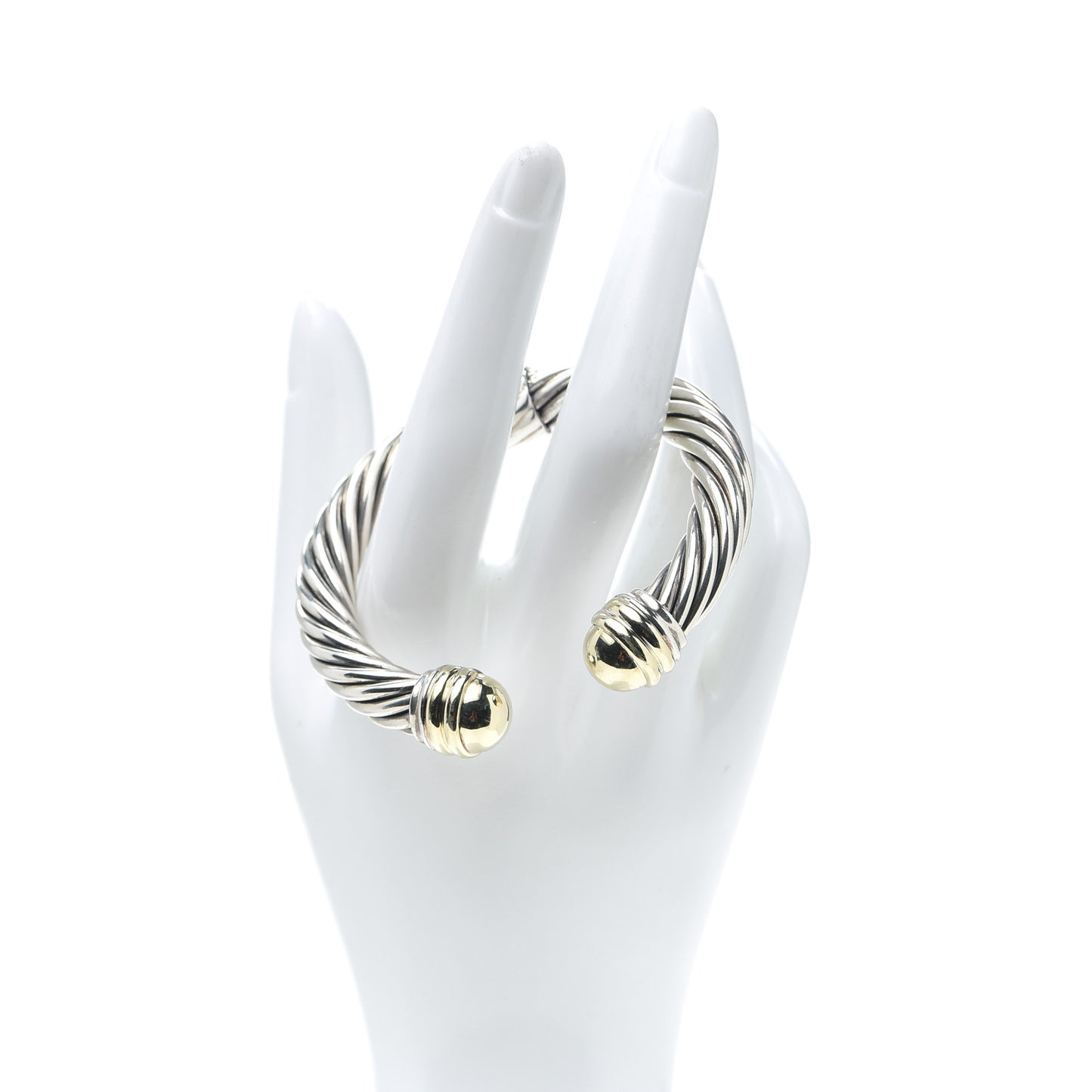 Sterling Silver 14K Yellow Gold 10mm Cable Classics Bracelet
