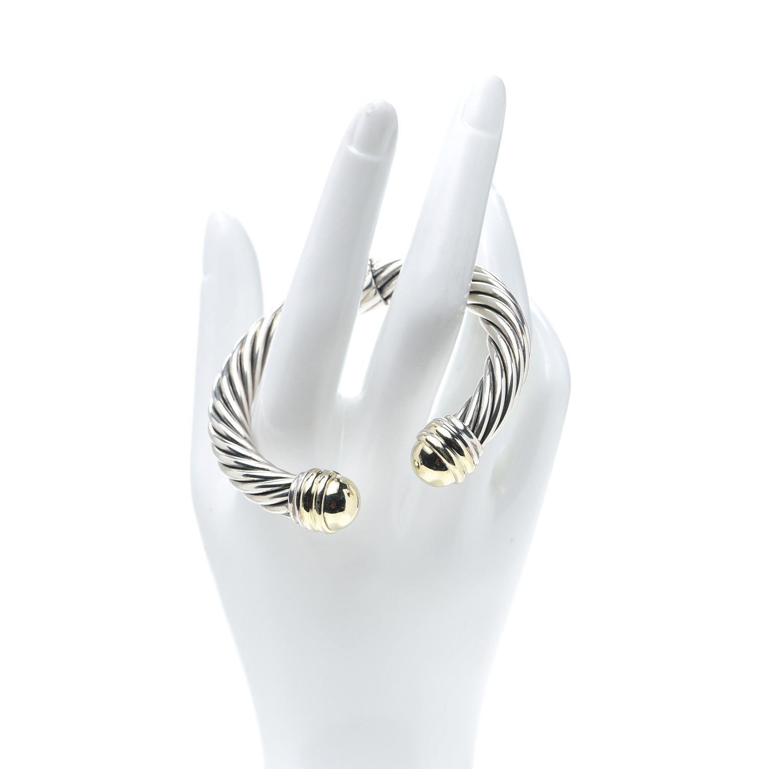 David Yurman Sterling Silver 14K Yellow Gold 10mm Cable Classics Bracelet 2 of 6