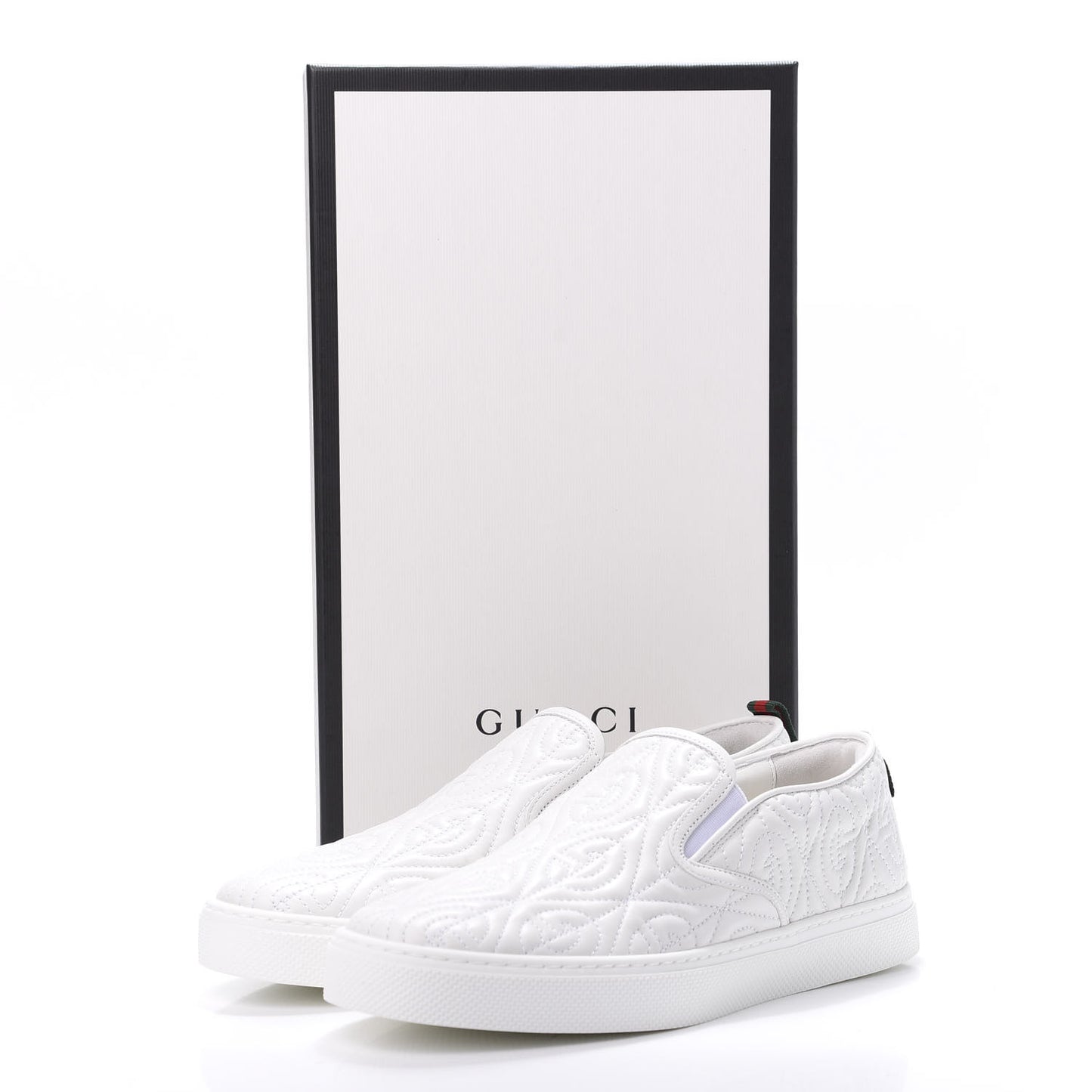 Nappa Web G Rhombus Quilted Mens Slip On Sneakers 7 Great White