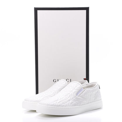 Gucci Nappa Web G Rhombus Quilted Mens Slip On Sneakers 7 Great White 10 of 10
