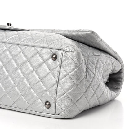Chanel Metallic Calfskin Quilted XXL Travel Flap Bag Silver 8 of 15