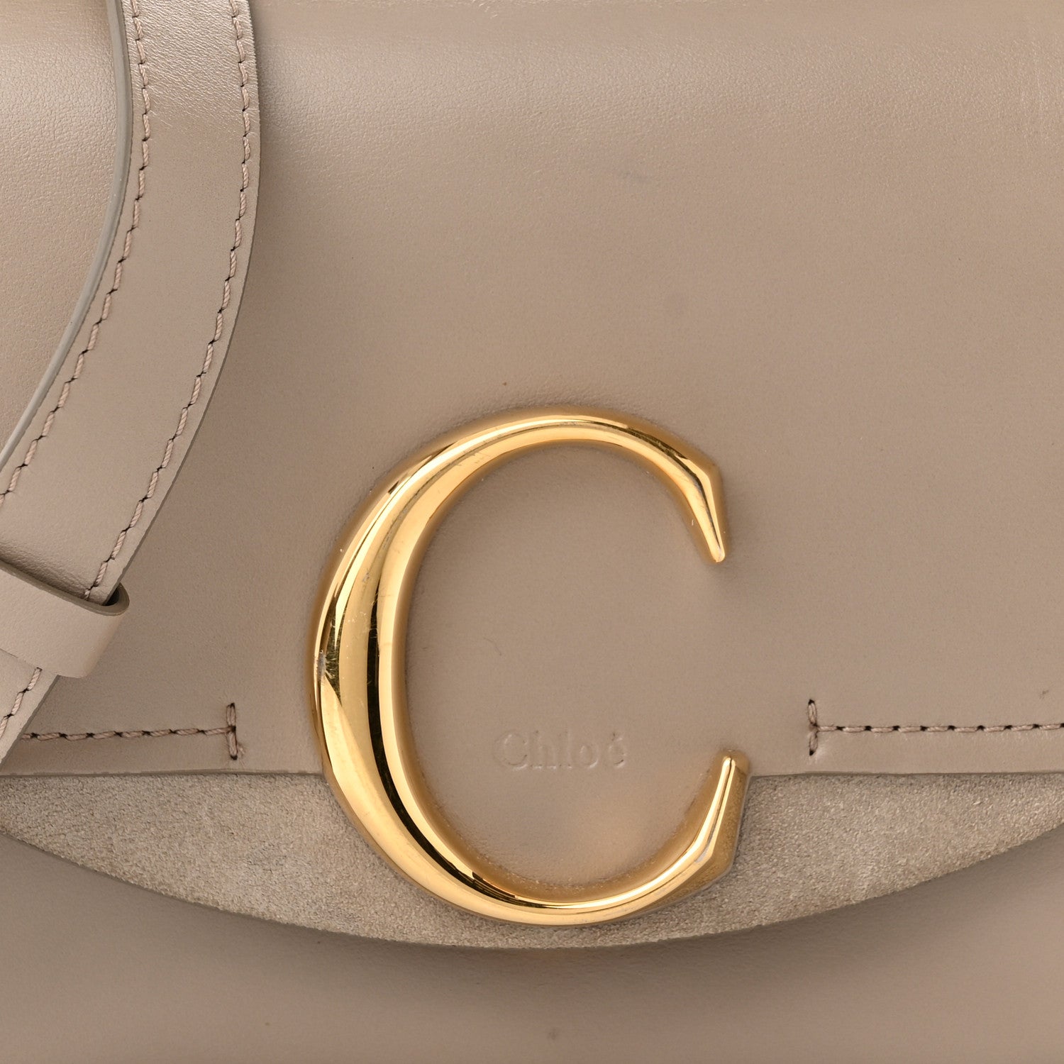Chloe Shiny Calfskin Suede Mini C Double Carry Motty Grey 7 of 12