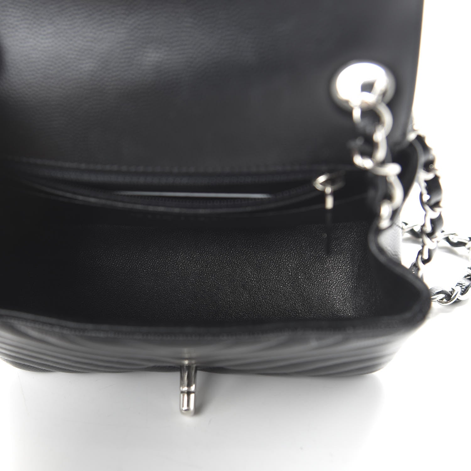 Chanel Caviar Chevron Quilted Mini Square Flap Black 5 of 11