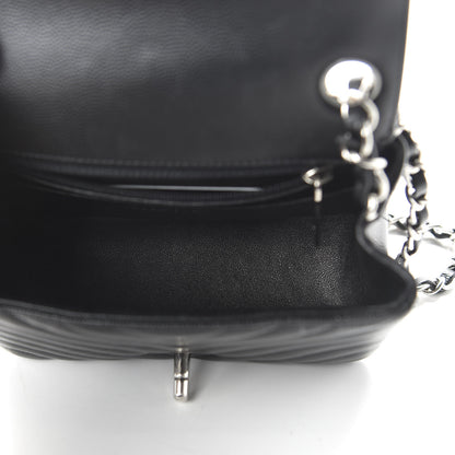 Chanel Caviar Chevron Quilted Mini Square Flap Black 5 of 11