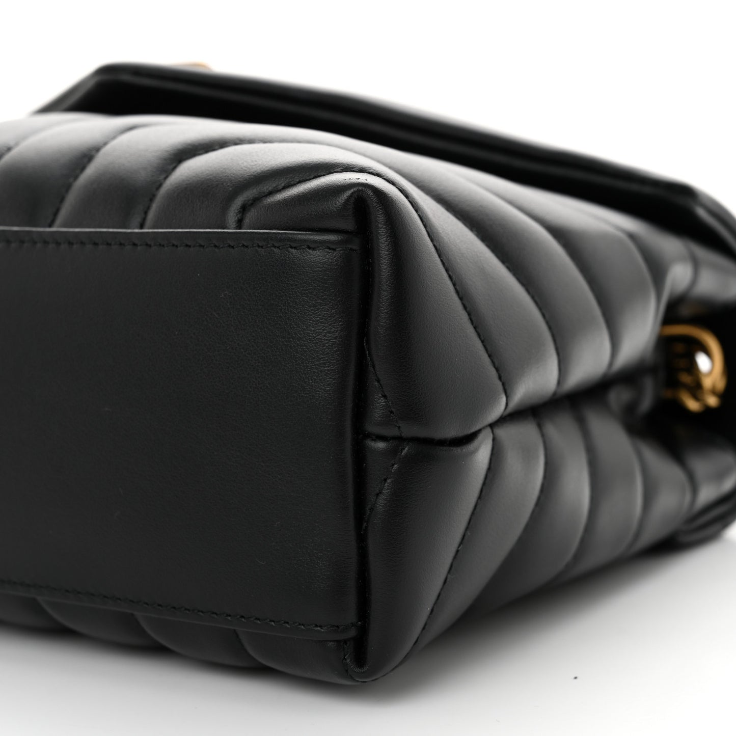 Calfskin Y Quilted Monogram Small Loulou Chain Satchel Black