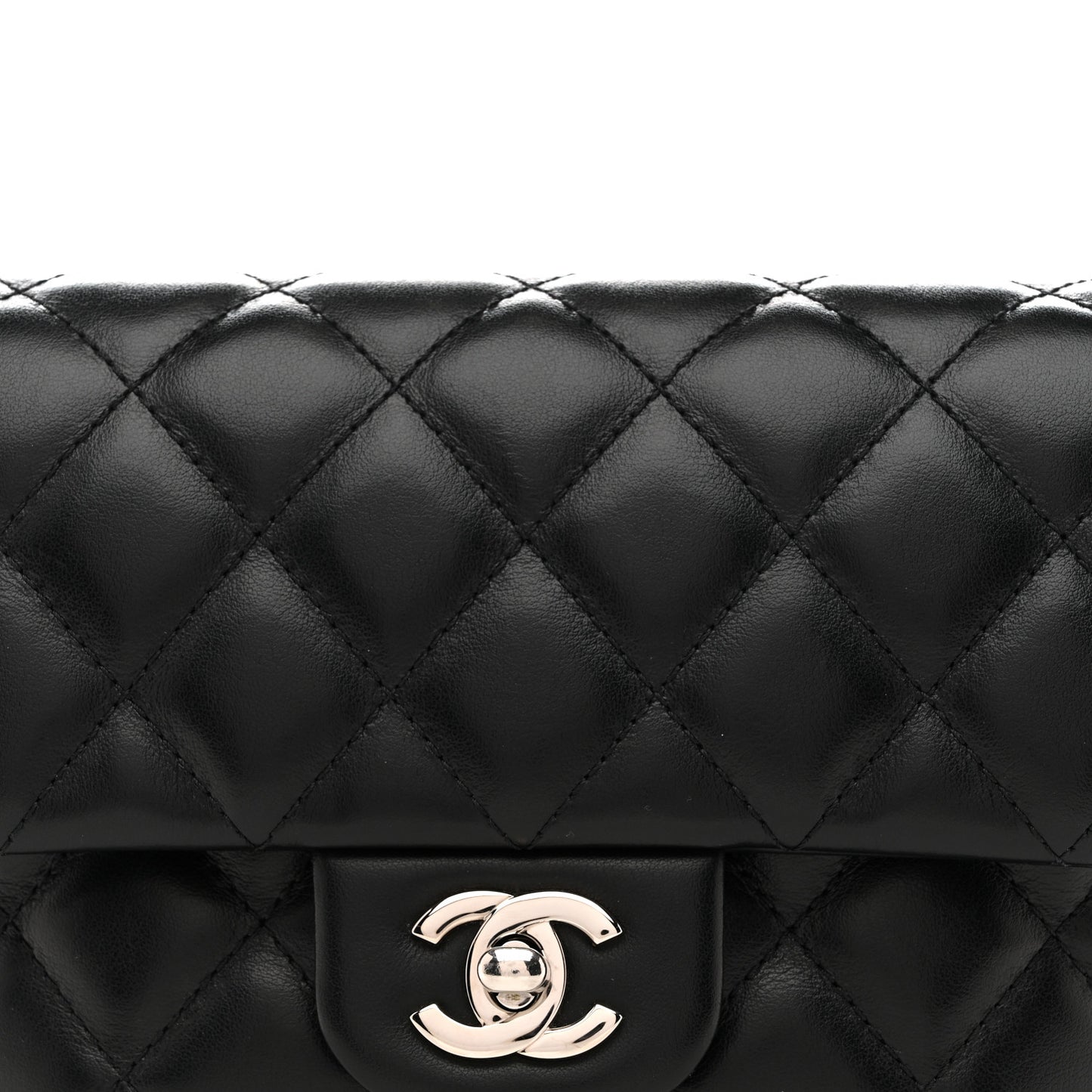 Calfskin Quilted CC Uniform Flap Belt Bag Black
