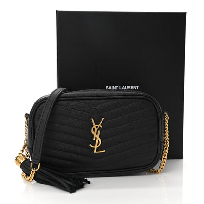 Saint Laurent Grain De Poudre Matelasse Monogram Mini Lou Camera Bag Black 11 of 11